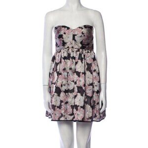 Maticevski Black Pink Floral Fandango Mini Dress $1800, Size 10 AU | 6 US